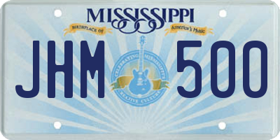MS license plate JHM500