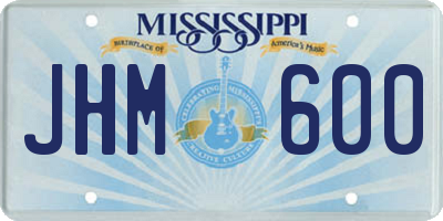 MS license plate JHM600