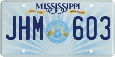 MS license plate JHM603