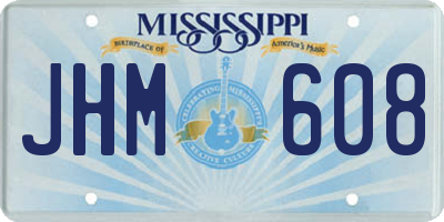 MS license plate JHM608