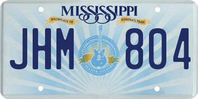 MS license plate JHM804