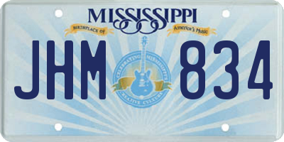 MS license plate JHM834