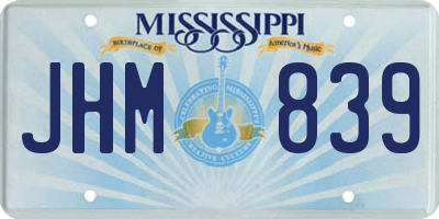 MS license plate JHM839