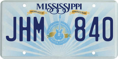 MS license plate JHM840