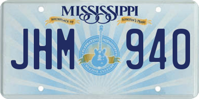 MS license plate JHM940