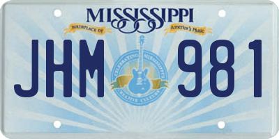 MS license plate JHM981