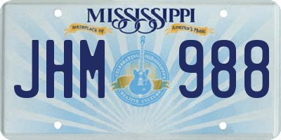 MS license plate JHM988