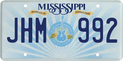 MS license plate JHM992