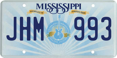 MS license plate JHM993