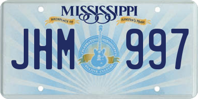 MS license plate JHM997