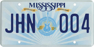 MS license plate JHN004