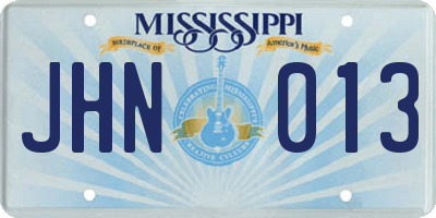 MS license plate JHN013