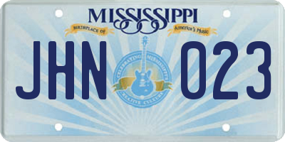 MS license plate JHN023