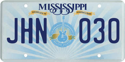 MS license plate JHN030