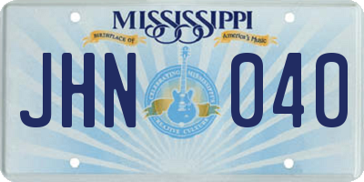 MS license plate JHN040