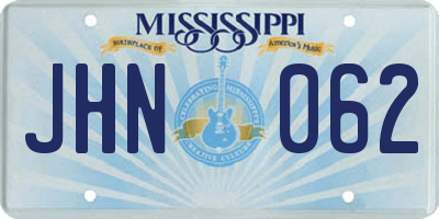 MS license plate JHN062