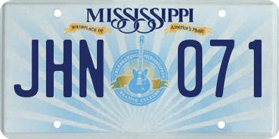 MS license plate JHN071