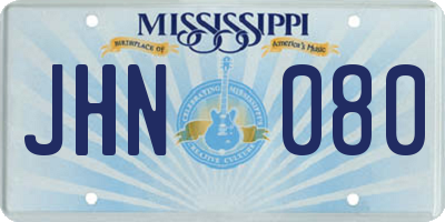 MS license plate JHN080