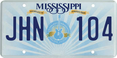 MS license plate JHN104