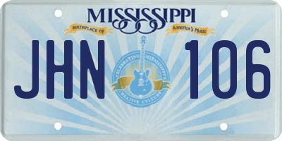 MS license plate JHN106
