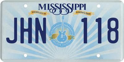 MS license plate JHN118
