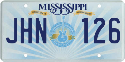 MS license plate JHN126