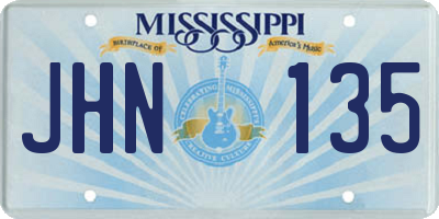 MS license plate JHN135