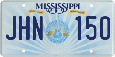 MS license plate JHN150