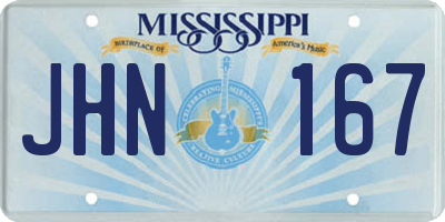 MS license plate JHN167