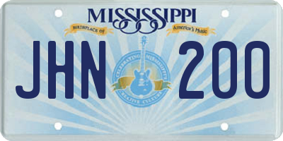 MS license plate JHN200