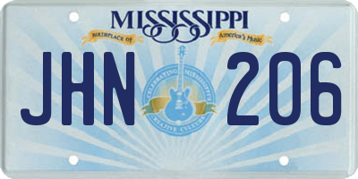 MS license plate JHN206