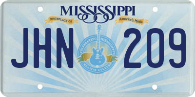 MS license plate JHN209