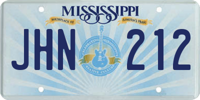 MS license plate JHN212
