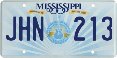 MS license plate JHN213