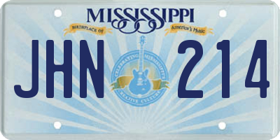 MS license plate JHN214