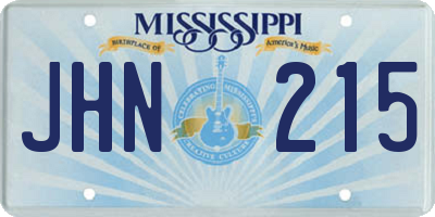 MS license plate JHN215