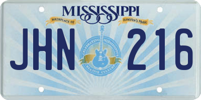 MS license plate JHN216