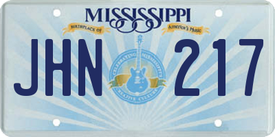 MS license plate JHN217