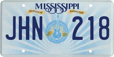 MS license plate JHN218