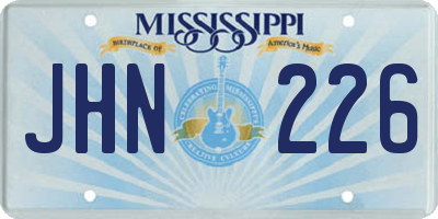 MS license plate JHN226