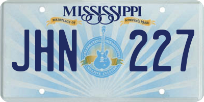 MS license plate JHN227