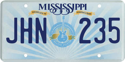 MS license plate JHN235