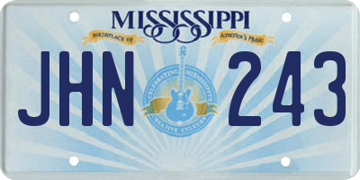 MS license plate JHN243