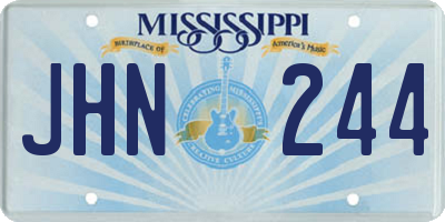 MS license plate JHN244