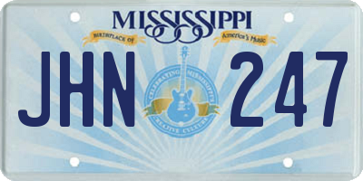MS license plate JHN247