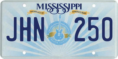 MS license plate JHN250