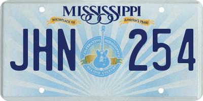 MS license plate JHN254