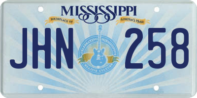 MS license plate JHN258