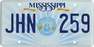 MS license plate JHN259