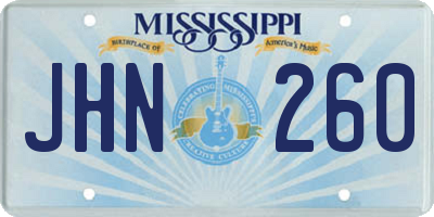 MS license plate JHN260